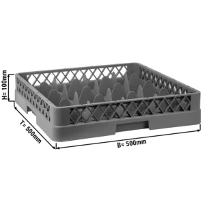 (6 kusů) skleněný košík - 500x500mm - se 16 přihrádkami - šedý
