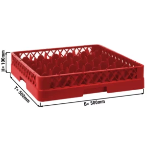 (6 kusů) skleněný košík - 500x500mm - 49 přihrádek - červený