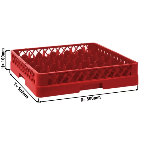 (6 kusů) skleněný košík - 500x500mm - 49 přihrádek - červený