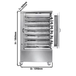Plynový gril na kuřata ECO s 11 rožněmi pro 66 kuřat - 1098 x 660 x 1860 mm