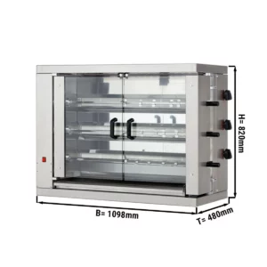Plynový gril na kuřata ECO se 3 rožněmi pro 18 kuřat - 1098 x 480 x 820 mm