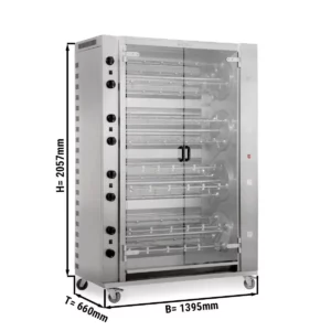 Plynový gril na kuřata Rotation PREMIUM s 16 rožněmi pro 96 kuřat - 1395 x 660 x 2057 mm
