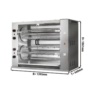 Plynový gril na kuřata Rotation PREMIUM s 8 rožněmi pro 48 kuřat - 1395 x 660 x 1061 mm