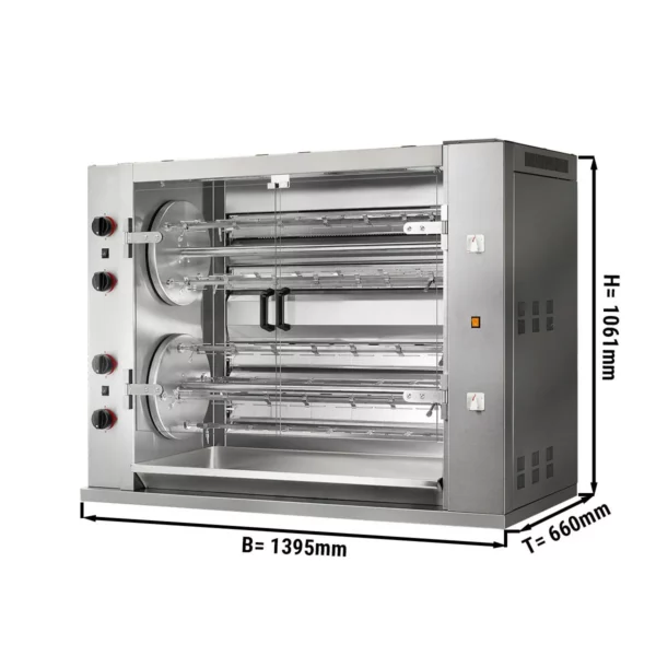 Plynový gril na kuřata Rotation PREMIUM s 8 rožněmi pro 48 kuřat - 1395 x 660 x 1061 mm