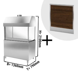 Plynový gril BERLÍN - 1360mm - dřevěné čelo - černá žula pracovní deska