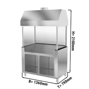 Neutrální prvek pro gril na dřevěné uhlí - se sklem - 1400 mm - Černá žula