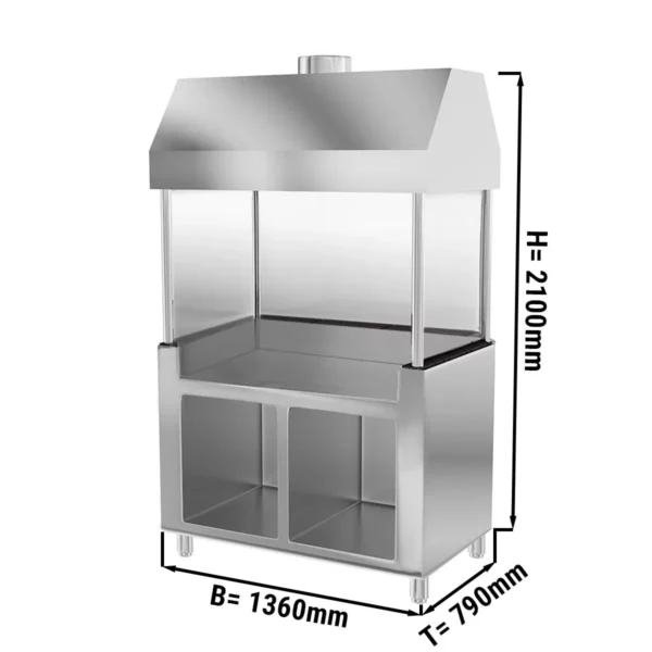 Neutrální prvek pro gril na dřevěné uhlí - se sklem - 1400 mm - Černá žula