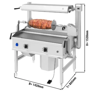 Cag kebab stroj - 14kW - horizontální - volně stojící zařízení