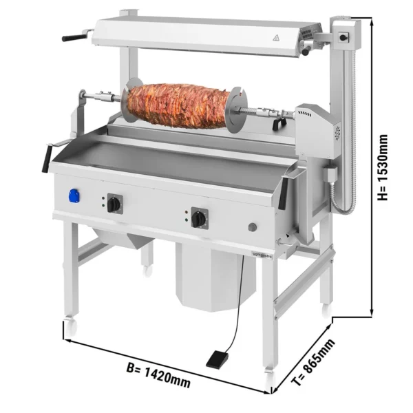 Cag kebab stroj - 14kW - horizontální - volně stojící zařízení
