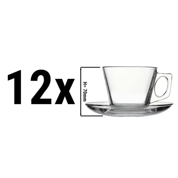 (24 kusů) šálek a podšálek na kávu/čaj - AQUA - 195 ml
