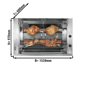 Plynový gril na jehněčí / selata se 2 rožněmi - 1528 x 600 x 970 mm