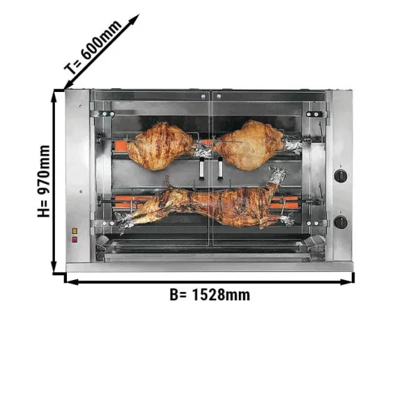 Plynový gril na jehněčí / selata se 2 rožněmi - 1528 x 600 x 970 mm