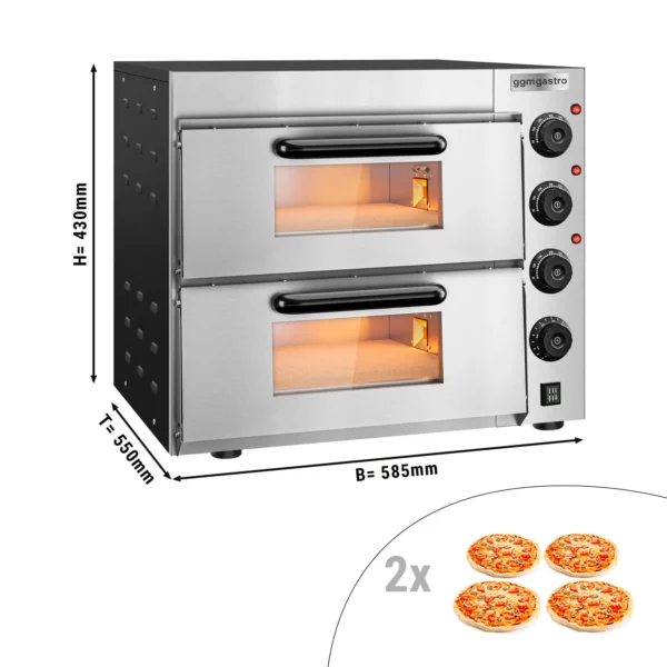 Elektrická mini kamna na pizzu - 4+4x 20cm - manuální