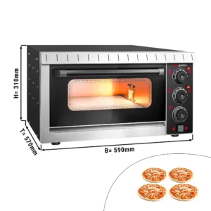 Elektrická mini kamna na pizzu - 4x 20cm - manuální