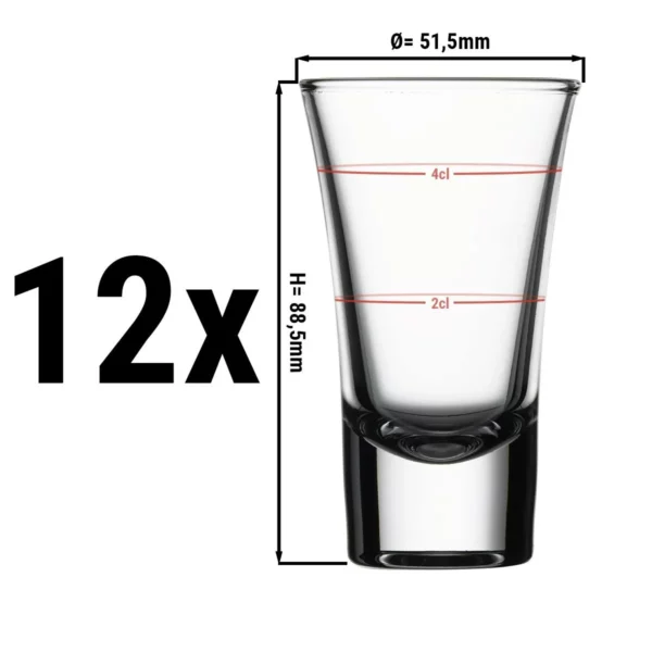 (12 kusů) sklenice na likér - SPECIALS - 60 ml - kalibrované na 20 ml a 40 ml