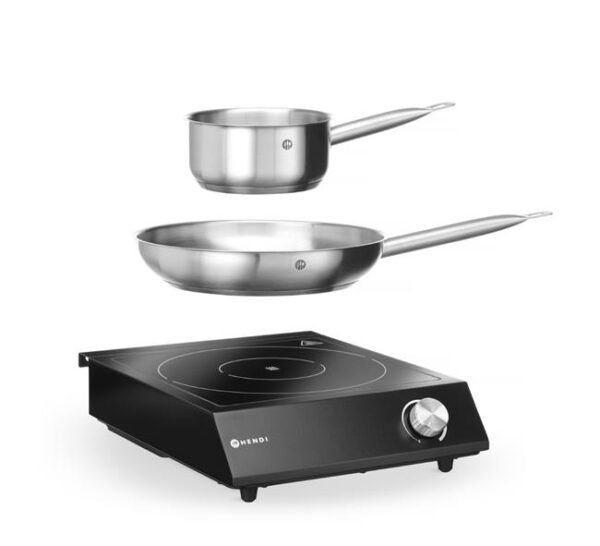 Sada: Indukční sporák 3500W + hrnec + pánev na smažení, HENDI, Černá, 220-240V/3500W, 320x395x(H)95mm - Image 8