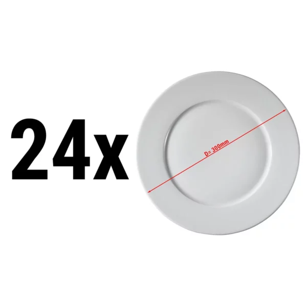(24 kusů) PERA bílá - talíře ploché - talíře na pizzu - 30 cm