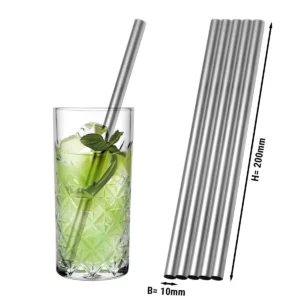 (50 kusů) brčka na pití z nerezové oceli - 10 x 200 mm - rovné
