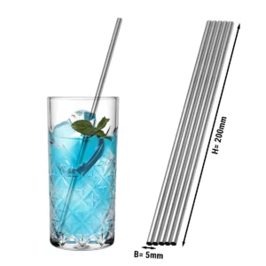 (50 kusů) nerezové brčka na pití - 5 x 200 mm - rovné