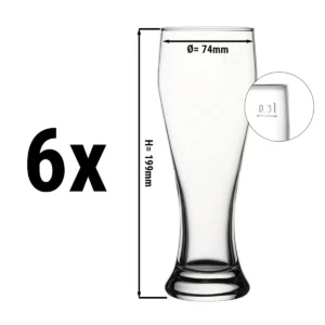 (6 kusů) sklenice na pšeničné pivo - BEER SPECIALS - 415 ml - kalibrováno na 300 ml