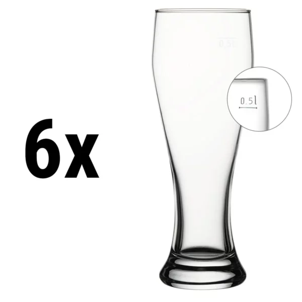 (6 kusů) sklenice na pšeničné pivo - BEER SPECIALS - 665 ml - kalibrováno na 500 ml - Image 4