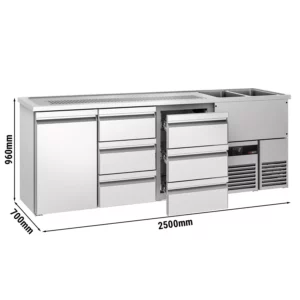 Pivní bar PREMIUM - 2500x700mm - 1 dvířka a 6 zásuvek