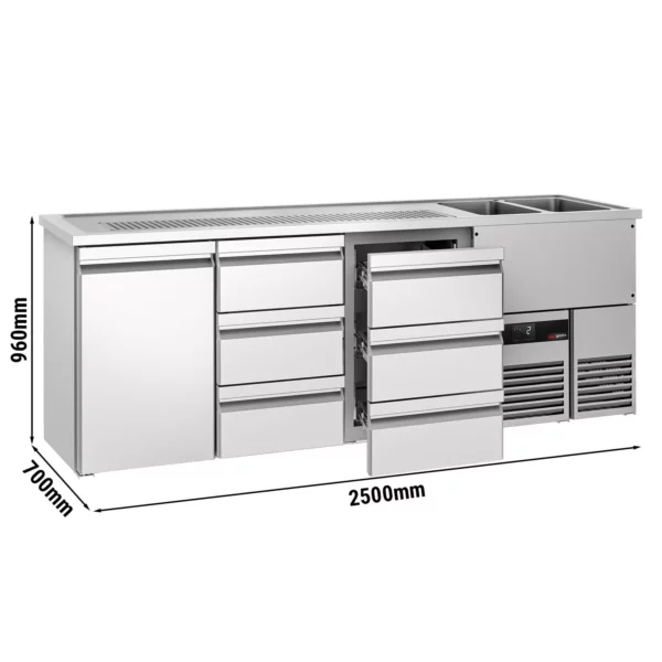 Pivní bar PREMIUM - 2500x700mm - 1 dvířka a 6 zásuvek