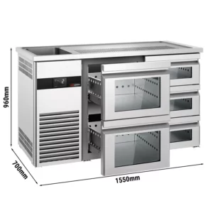 Pivní bar PREMIUM - 1550x700mm - 5 skleněných zásuvek