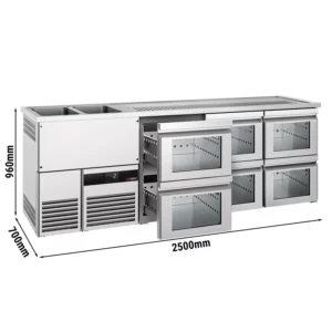 Pivní bar PREMIUM - 2500x700mm - 6 skleněných zásuvek