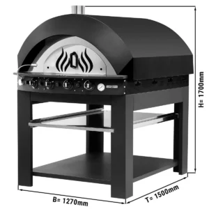 Plynová kamna na pizzu - černá - 9x 25cm - manuální - včetně základního rámu
