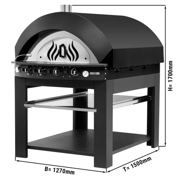 Plynová kamna na pizzu - černá - 9x 25cm - manuální - včetně základního rámu