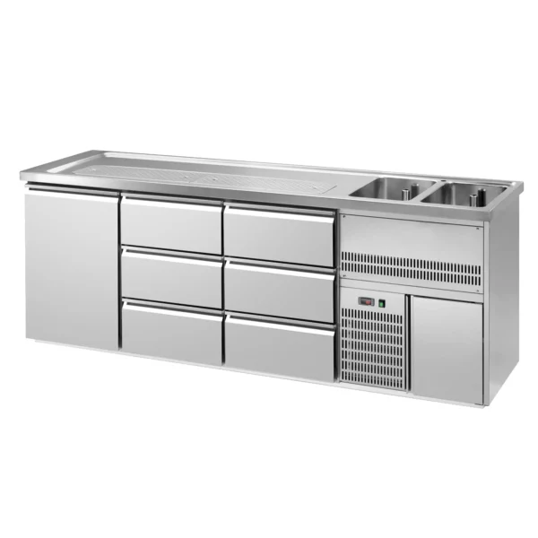 Pivní pult PREMIUM PLUS - 2500x700mm - 1 dvířka a 6 zásuvek - Image 3