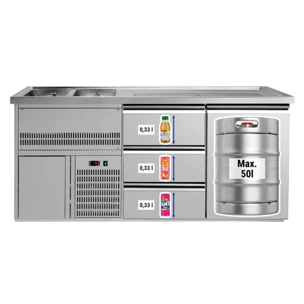 Pivní bar PREMIUM PLUS - 1950x700mm - 1 dvířka a 3 zásuvky - Image 3