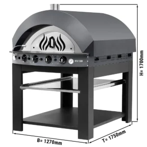 Plynová kamna na pizzu - antracit - 9x 25cm - manuální - včetně základního rámu
