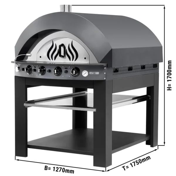 Plynová kamna na pizzu - antracit - 9x 25cm - manuální - včetně základního rámu