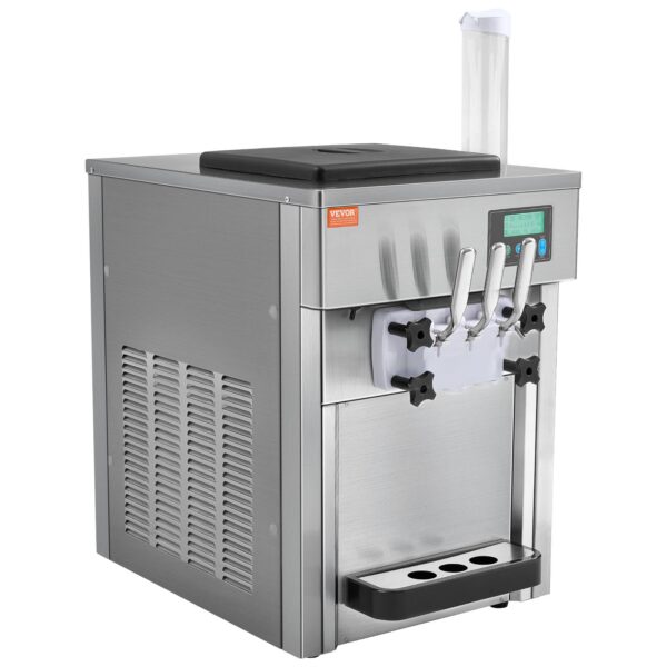 Komerční výrobník zmrzliny VEVOR, 1800 W, 3 příchutě, deska stroje na měkkou zmrzlinu, 2 x 4 l trychtýř, 2 x 1,8 l válec - Image 4