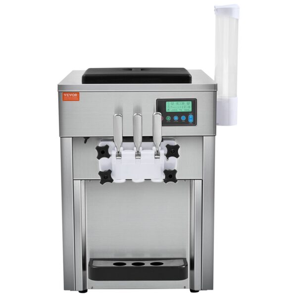 Komerční výrobník zmrzliny VEVOR, 1800 W, 3 příchutě, deska stroje na měkkou zmrzlinu, 2 x 4 l trychtýř, 2 x 1,8 l válec - Image 3