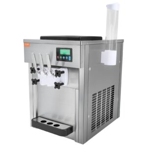 Komerční výrobník zmrzliny VEVOR, 1800 W, 3 příchutě, deska stroje na měkkou zmrzlinu, 2 x 4 l trychtýř, 2 x 1,8 l válec