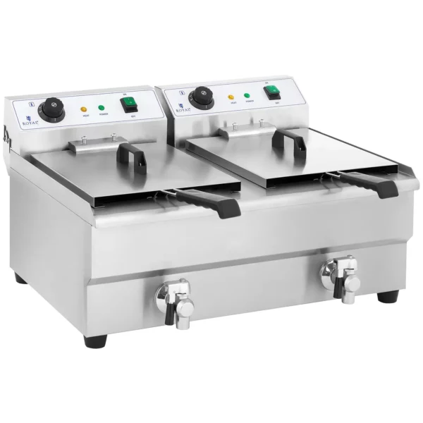 Fritéza - dvojitá - elektrická - 2 x 16 litrů - s vypouštěcím kohoutkem - Image 8