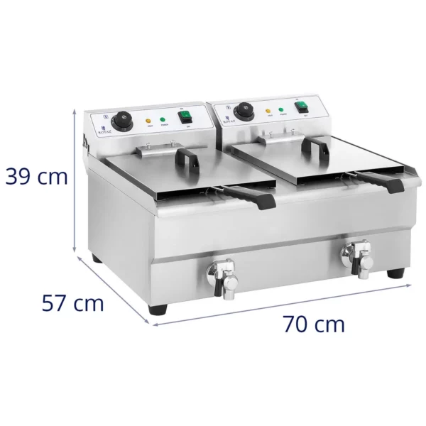 Fritéza - dvojitá - elektrická - 2 x 16 litrů - s vypouštěcím kohoutkem - Image 9