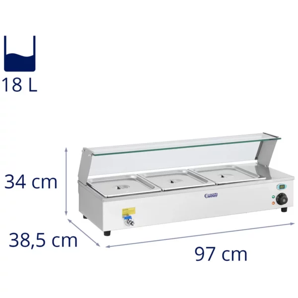 Bain Marie - 3 x GN - 1/2 - vypouštěcí kohoutek - Image 8