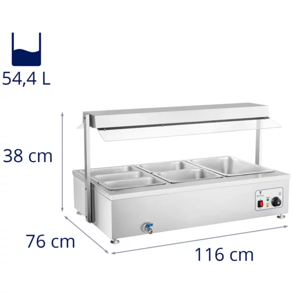 Bain Marie - 6 GN - s nástavcem na maso a vypouštěcím kohoutkem - Image 9