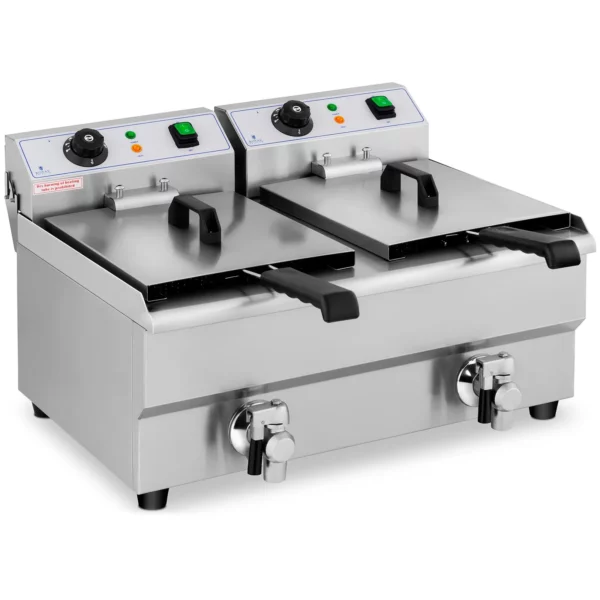 Fritéza - elektrická - 2 x 10 l - vypouštěcí kohouty - 230 V - Image 3