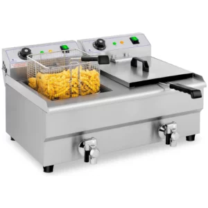 Fritéza - elektrická - 2 x 13 l - vypouštěcí kohouty - 230 V