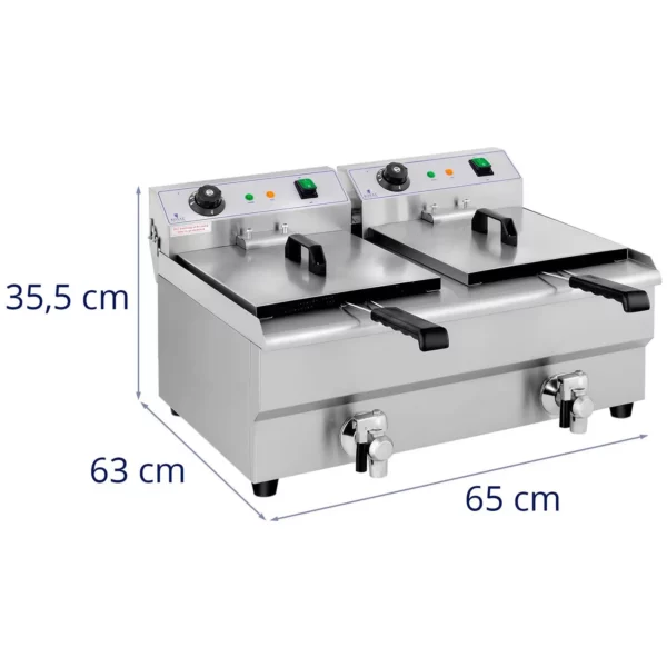 Fritéza - elektrická - 2 x 13 l - vypouštěcí kohouty - 230 V - Image 6