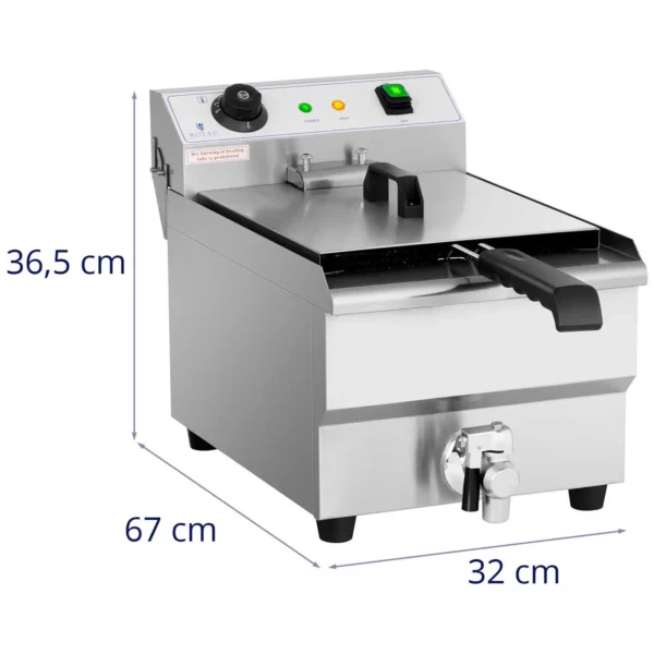 Elektrická fritéza - 13 litrů - 3 200 W - výpustný kohout - studená zóna - Image 7