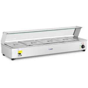 Bain Marie - včetně 4 gastronádob 1/2 - vypouštěcí kohoutek - krycí sklo