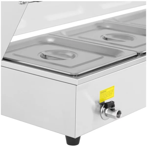 Bain Marie - včetně 4 gastronádob 1/2 - vypouštěcí kohoutek - krycí sklo - Image 3