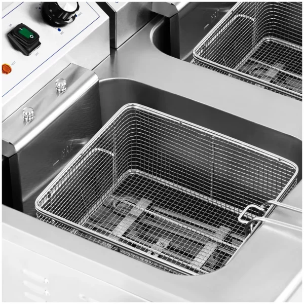 Dvojitá elektrická fritéza - 26 l - 10 000 W - vypouštěcí kohout - studená zóna - spodní skříňka - Image 5