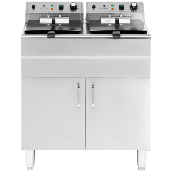Dvojitá elektrická fritéza - 26 l - 10 000 W - vypouštěcí kohout - studená zóna - spodní skříňka - Image 7
